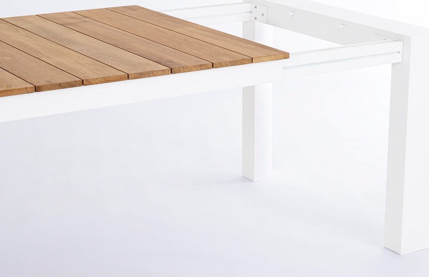 Tavolo allungabile "Cameron" con struttura in alluminio, piano in teak, stile moderno - 33