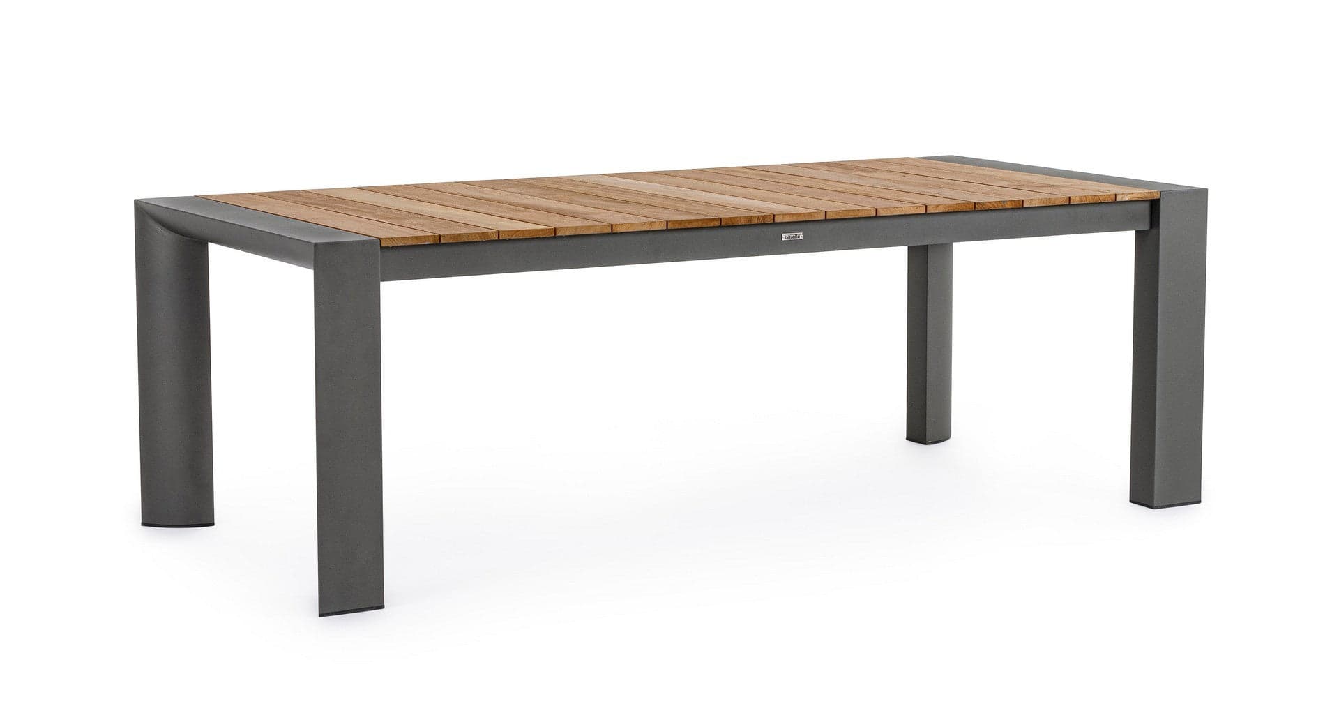 Tavolo allungabile "Cameron" con struttura in alluminio, piano in teak, stile moderno - 36