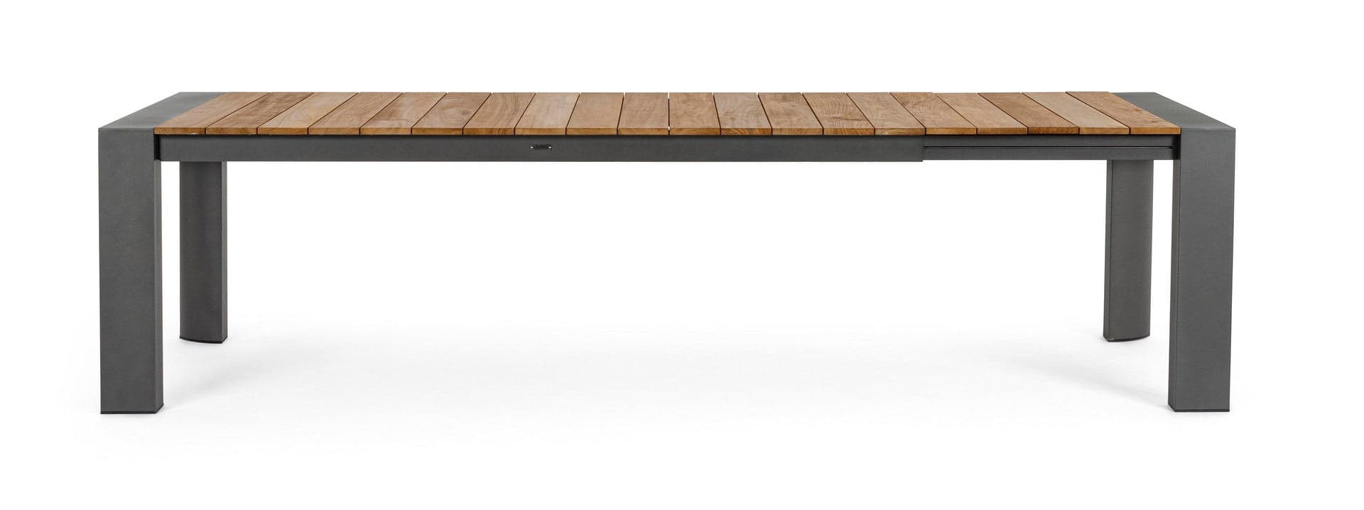 Tavolo allungabile "Cameron" con struttura in alluminio, piano in teak, stile moderno - 38