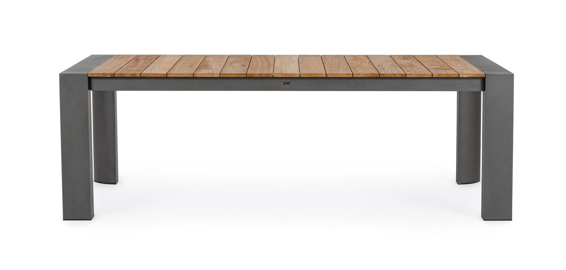 Tavolo allungabile "Cameron" con struttura in alluminio, piano in teak, stile moderno - 39