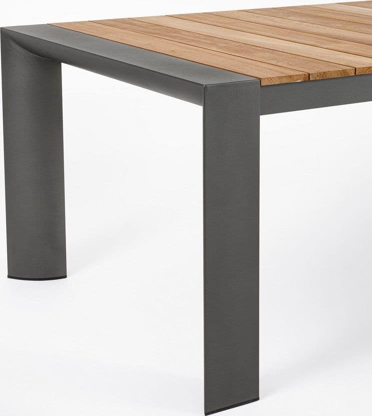 Tavolo allungabile "Cameron" con struttura in alluminio, piano in teak, stile moderno - 40