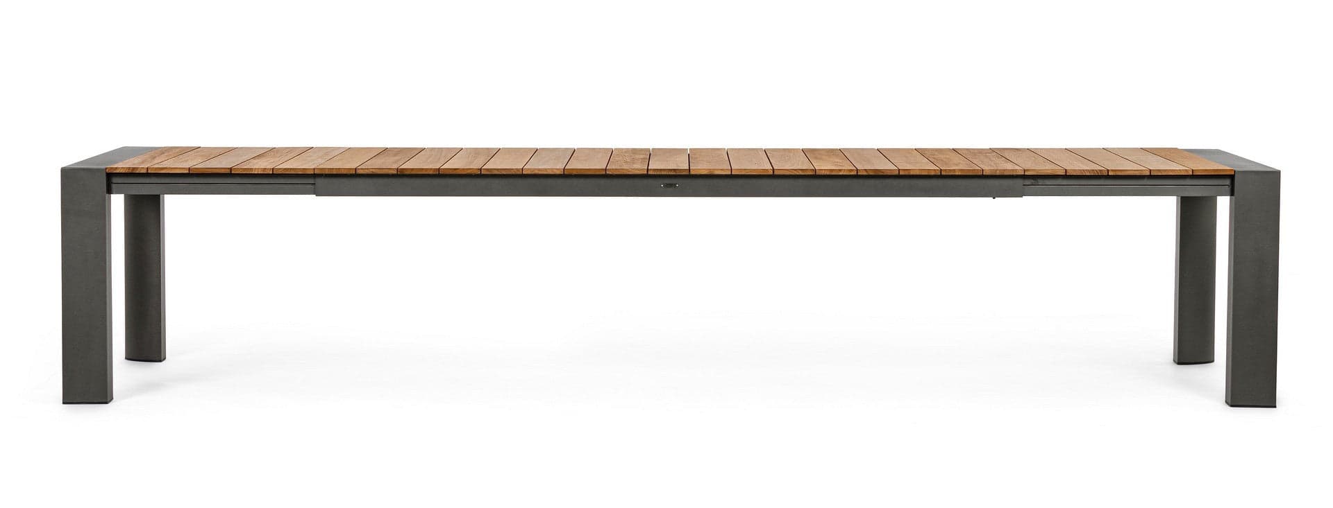 Tavolo allungabile "Cameron" con struttura in alluminio, piano in teak, stile moderno in Tavoli da sala da pranzo Decor Space - Altamura, commercioVirtuoso.it