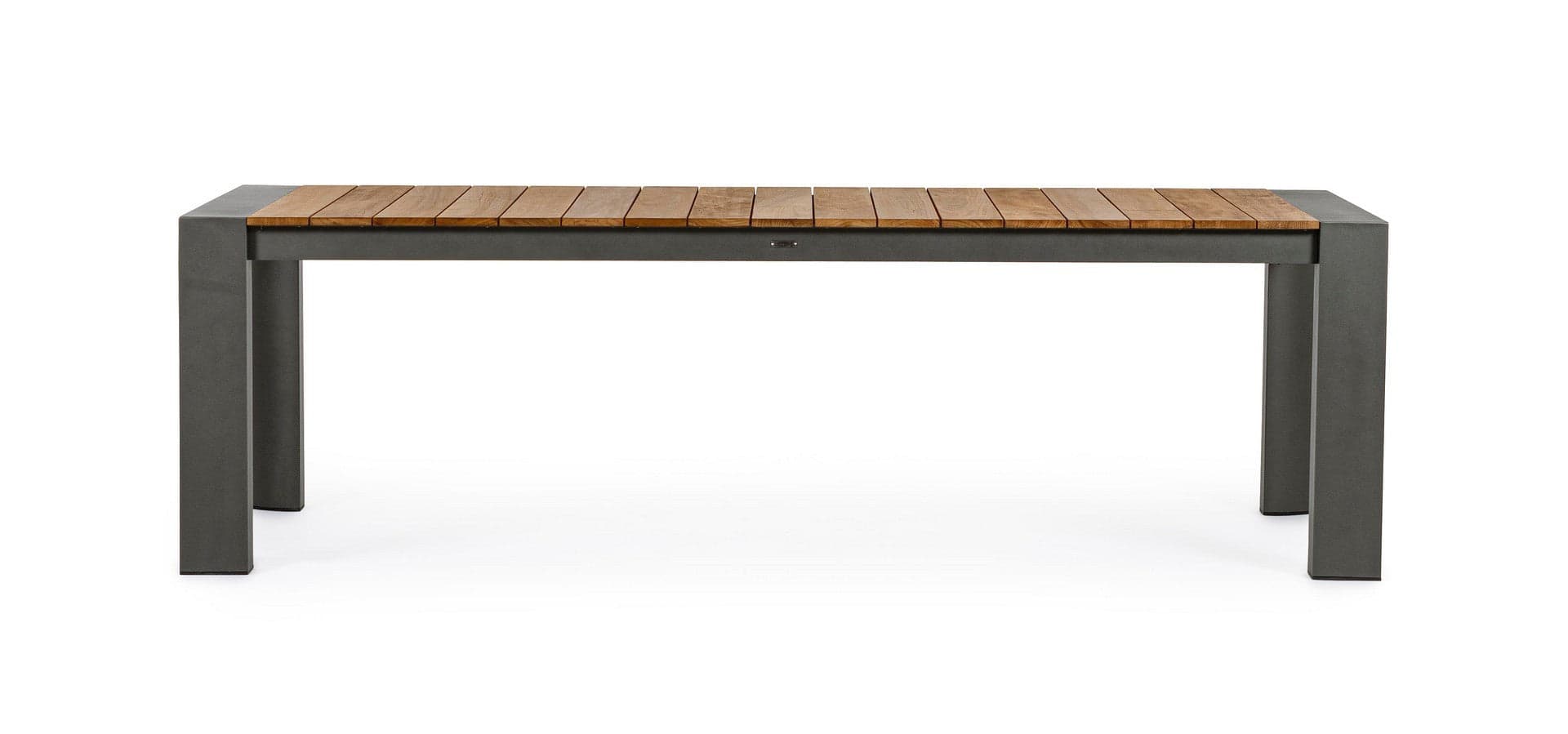 Tavolo allungabile "Cameron" con struttura in alluminio, piano in teak, stile moderno in Tavoli da sala da pranzo Decor Space - Altamura, commercioVirtuoso.it