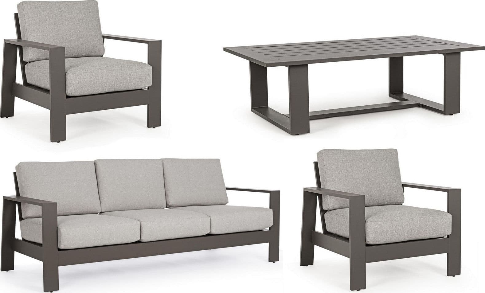 Salotto con poltrone e tavolino "Baltic" struttura in alluminio per veranda e giardino in Set di mobili Decor Space - Altamura, commercioVirtuoso.it