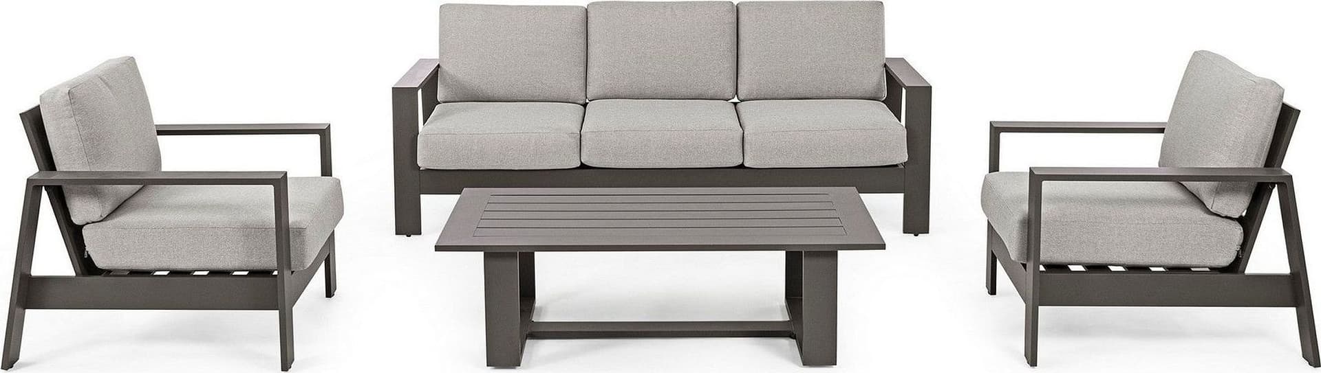 Salotto con poltrone e tavolino "Baltic" struttura in alluminio per veranda e giardino in Set di mobili Decor Space - Altamura, commercioVirtuoso.it