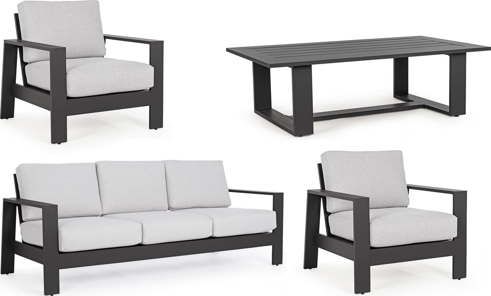 Salotto con poltrone e tavolino "Baltic" struttura in alluminio per veranda e giardino - 28