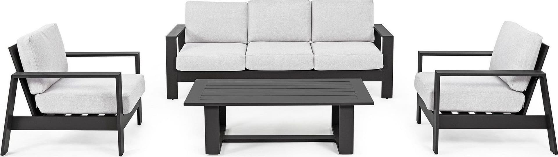 Salotto con poltrone e tavolino "Baltic" struttura in alluminio per veranda e giardino - 30