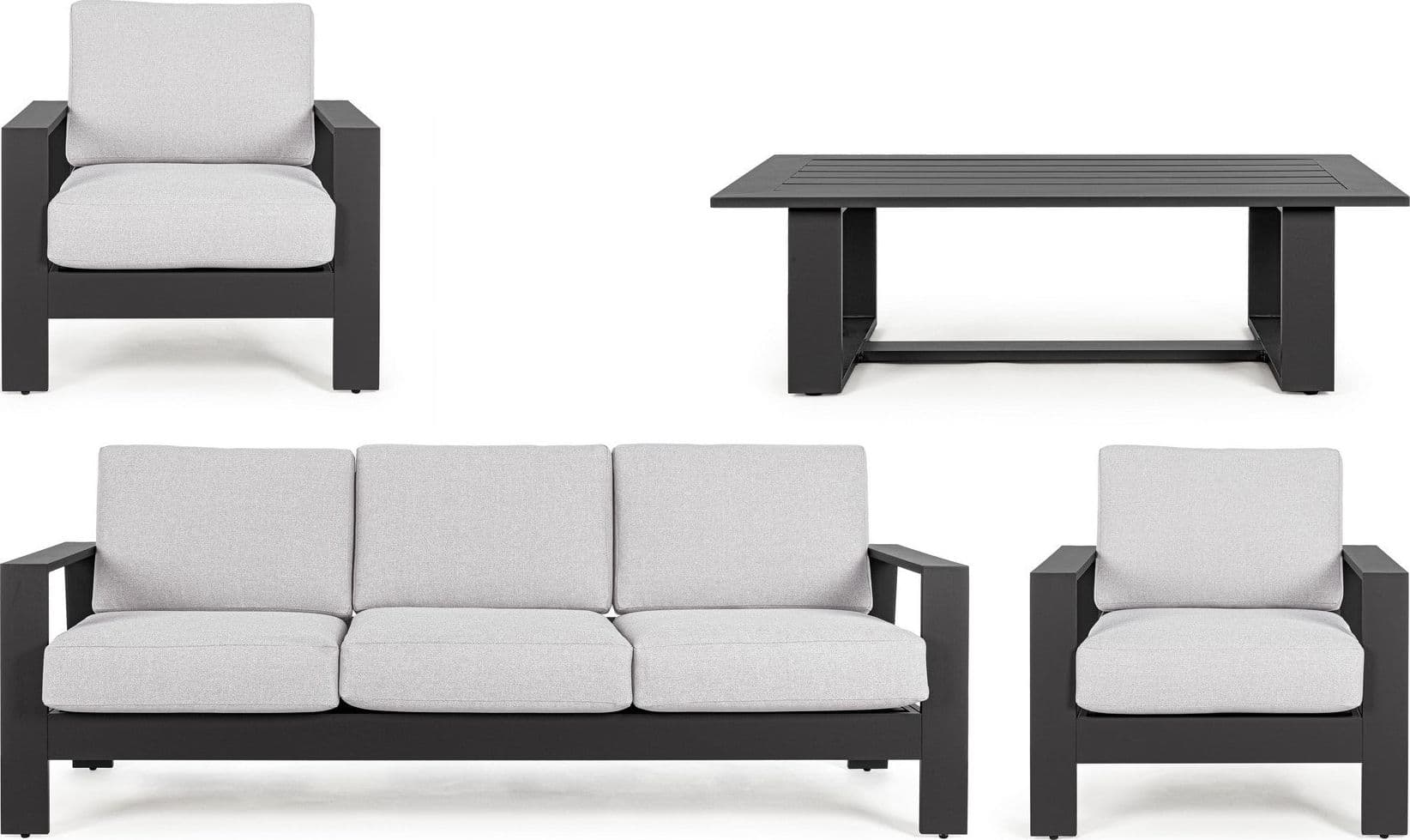 Salotto con poltrone e tavolino "Baltic" struttura in alluminio per veranda e giardino - 31