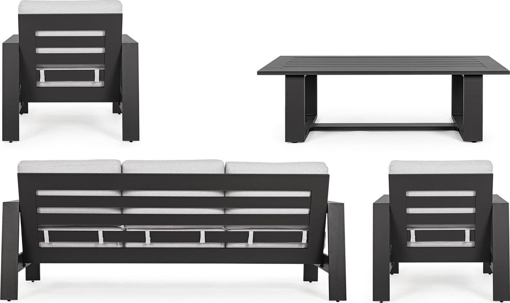 Salotto con poltrone e tavolino "Baltic" struttura in alluminio per veranda e giardino - 32