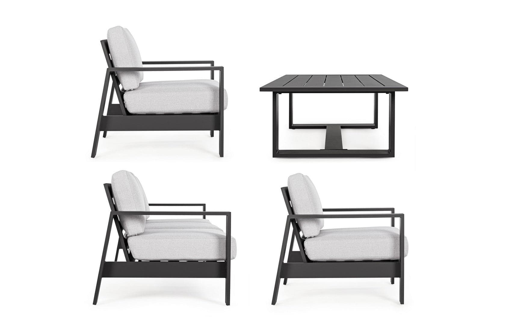 Salotto con poltrone e tavolino "Baltic" struttura in alluminio per veranda e giardino - 33