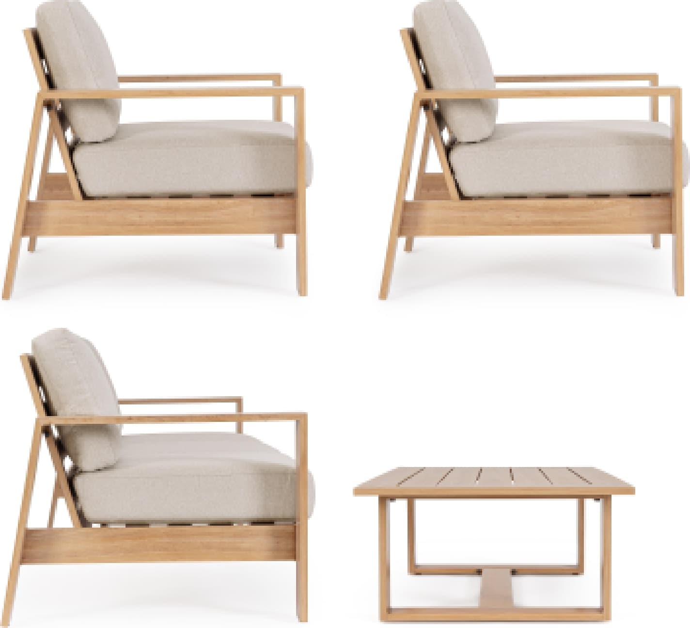 Salotto con poltrone e tavolino "Baltic" struttura in alluminio per veranda e giardino - 44