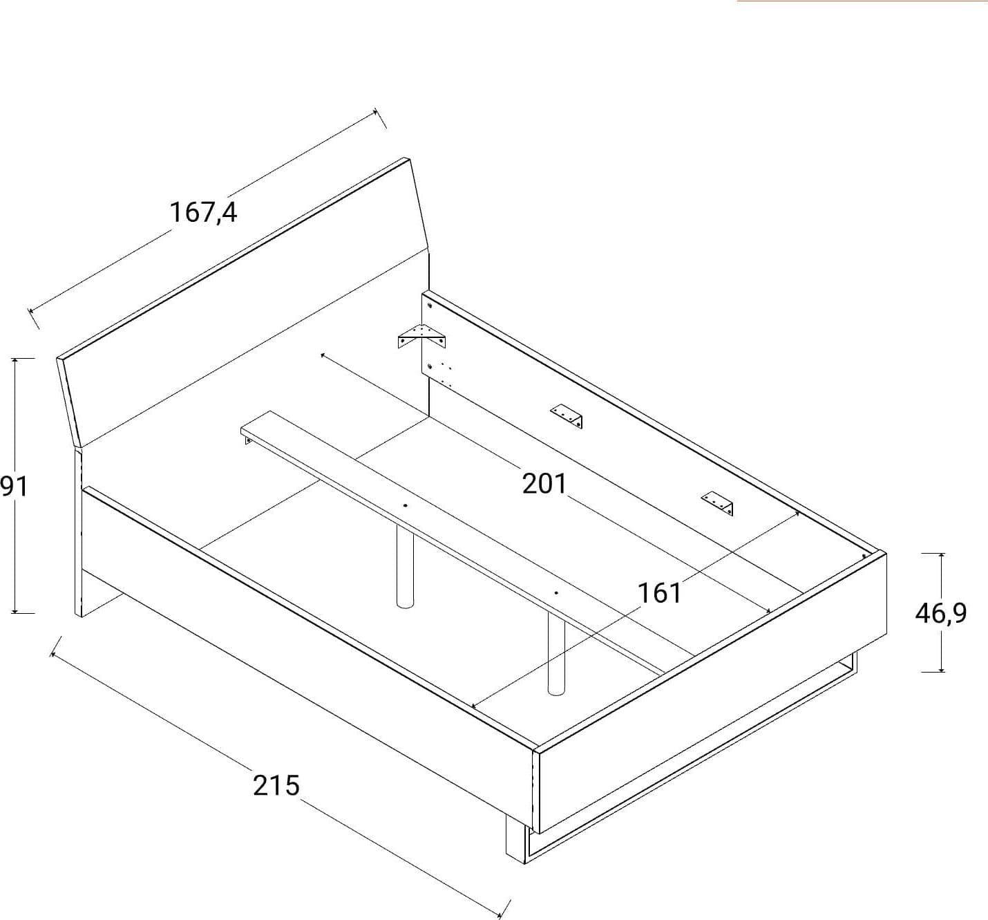 Letto moderno matrimoniale "Lafabrica" struttura in legno rovere e nero con spalliera Casa e cucina/Arredamento/Camera da letto/Materassi e basi letto/Materassi Decor Space - Altamura, Commerciovirtuoso.it
