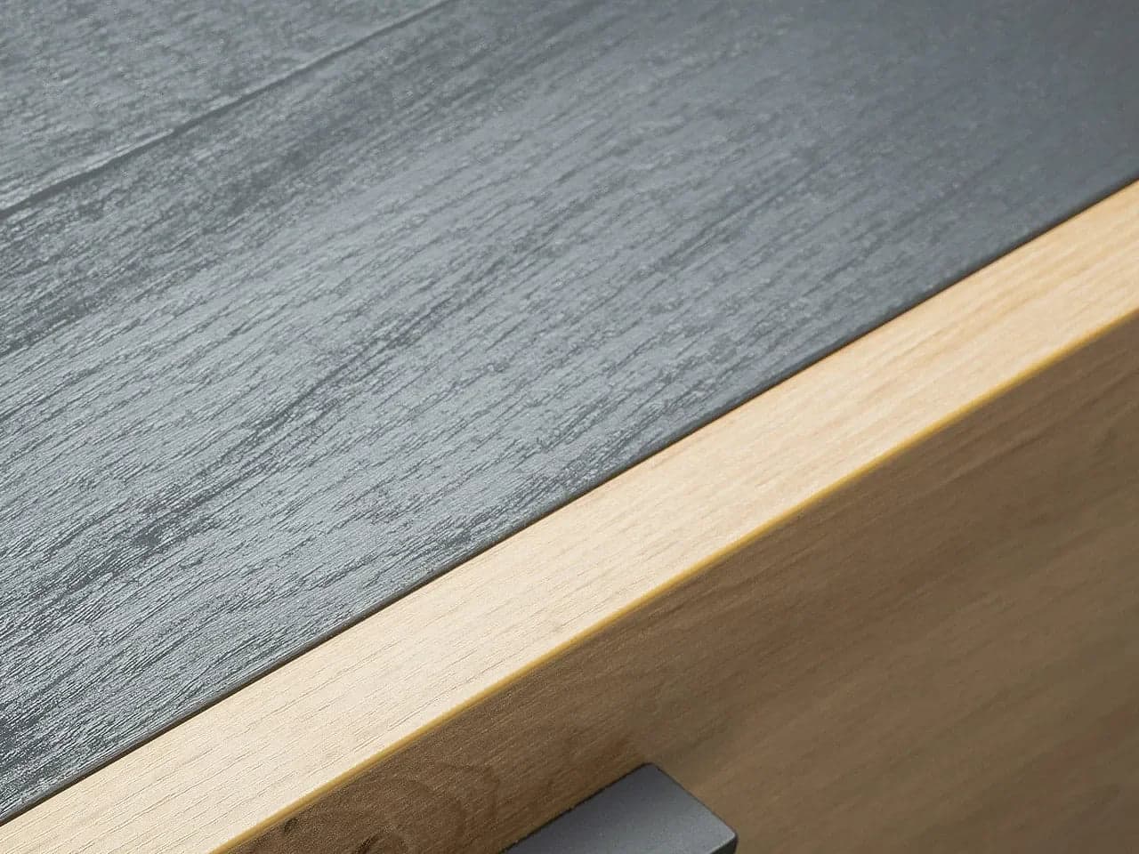 Parete attrezzata per soggiorno porta TV con ripiani ed ante Rovere e Nero 270 cm in Pareti attrezzate Decor Space - Altamura, commercioVirtuoso.it