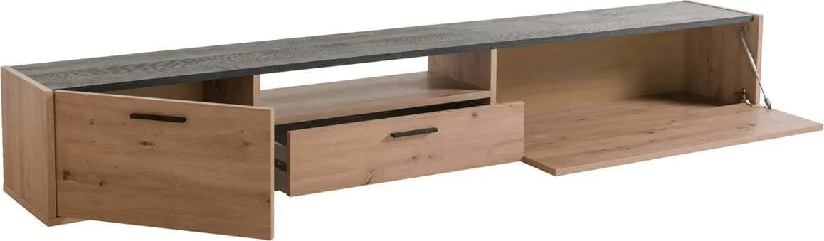 Parete attrezzata per soggiorno porta TV con ripiani ed ante Rovere e Nero 270 cm Casa e cucina/Arredamento/Soggiorno/Pareti attrezzate Decor Space - Altamura, Commerciovirtuoso.it