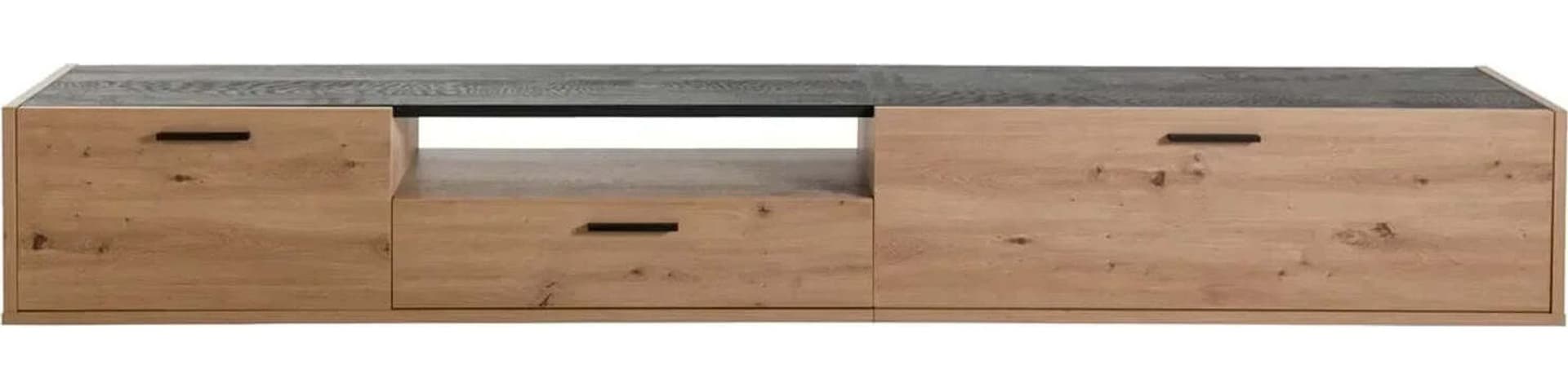 Parete attrezzata per soggiorno porta TV con ripiani ed ante Rovere e Nero 270 cm Casa e cucina/Arredamento/Soggiorno/Pareti attrezzate Decor Space - Altamura, Commerciovirtuoso.it