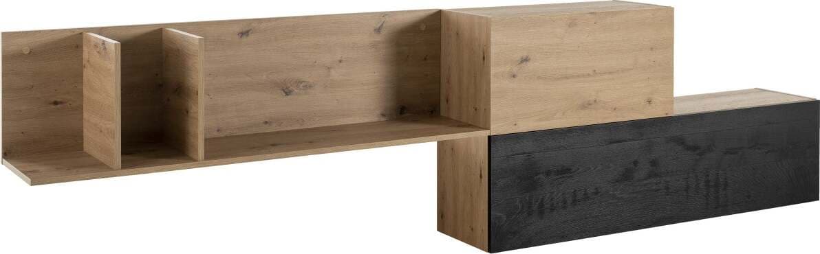 Parete attrezzata per soggiorno porta TV con ripiani ed ante Rovere e Nero 270 cm Casa e cucina/Arredamento/Soggiorno/Pareti attrezzate Decor Space - Altamura, Commerciovirtuoso.it