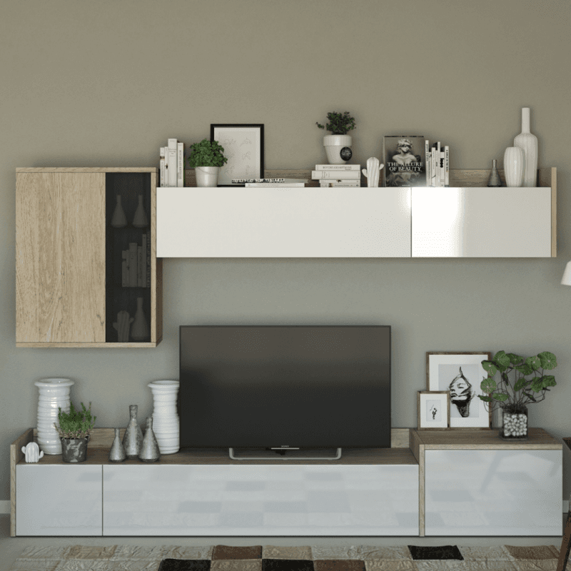 Parete attrezzata per soggiorno porta TV con ripiani ed ante Bianco 270 cm "Made in Italy" Casa e cucina/Arredamento/Soggiorno/Pareti attrezzate Decor Space - Altamura, Commerciovirtuoso.it