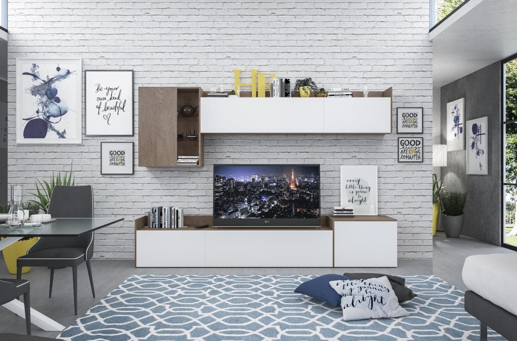 Parete attrezzata per soggiorno porta TV con ripiani ed ante Bianco 270 cm "Made in Italy" Casa e cucina/Arredamento/Soggiorno/Pareti attrezzate Decor Space - Altamura, Commerciovirtuoso.it
