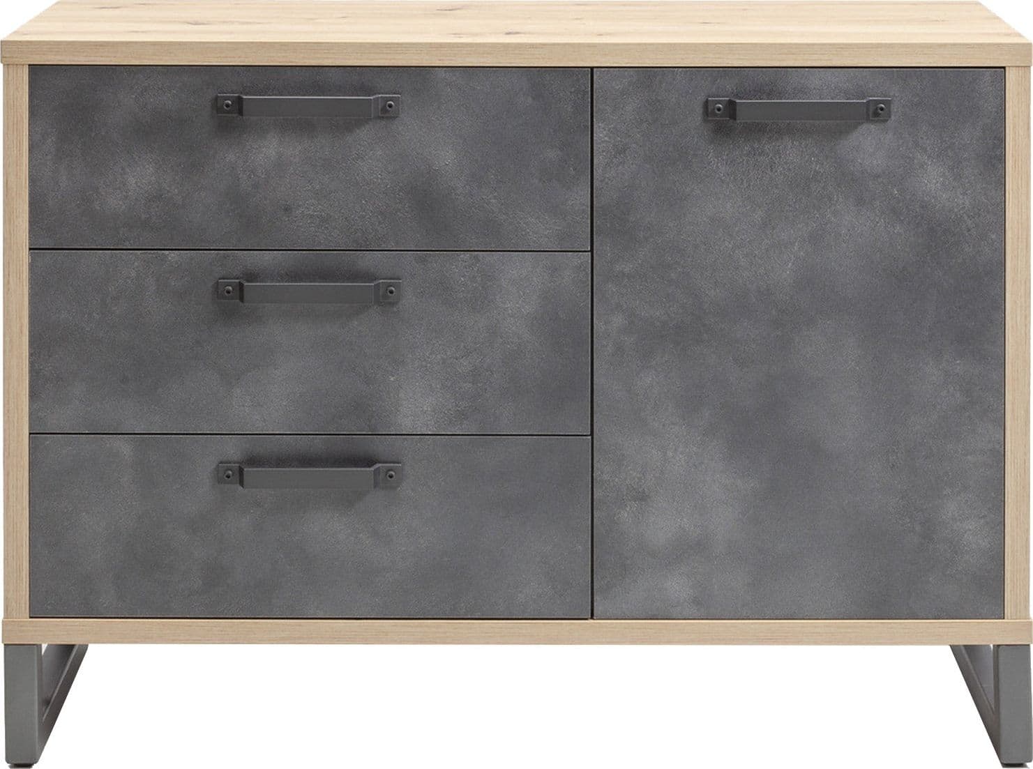 Mobile contenitore madia multiuso "La fabrica" con 1 anta e 3 cassetti rovere e nero h 88 cm Casa e cucina/Arredamento/Soggiorno/Credenze Decor Space - Altamura, Commerciovirtuoso.it