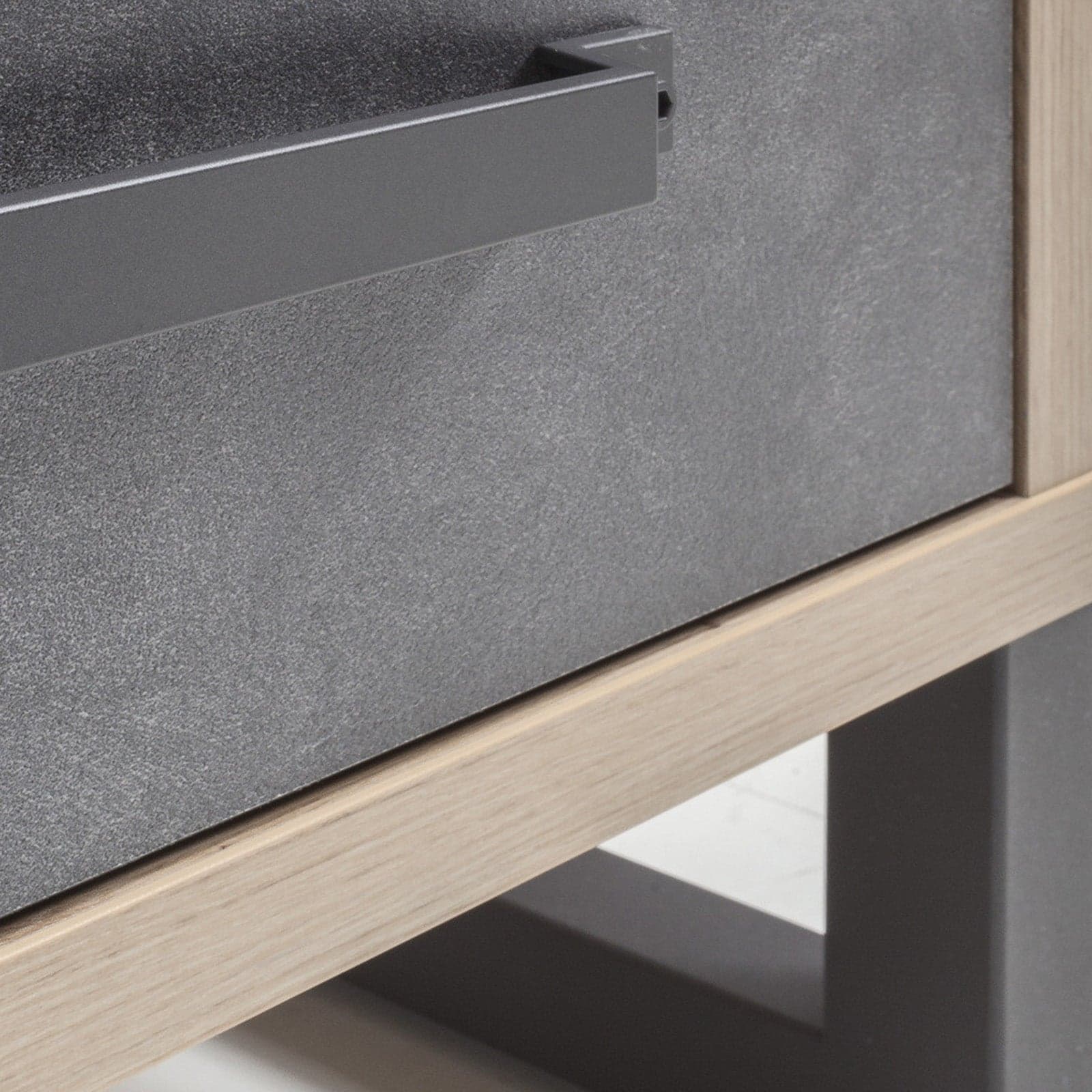 Mobile contenitore madia multiuso "La fabrica" con 1 anta e 3 cassetti rovere e nero h 88 cm in Credenze Decor Space - Altamura, commercioVirtuoso.it