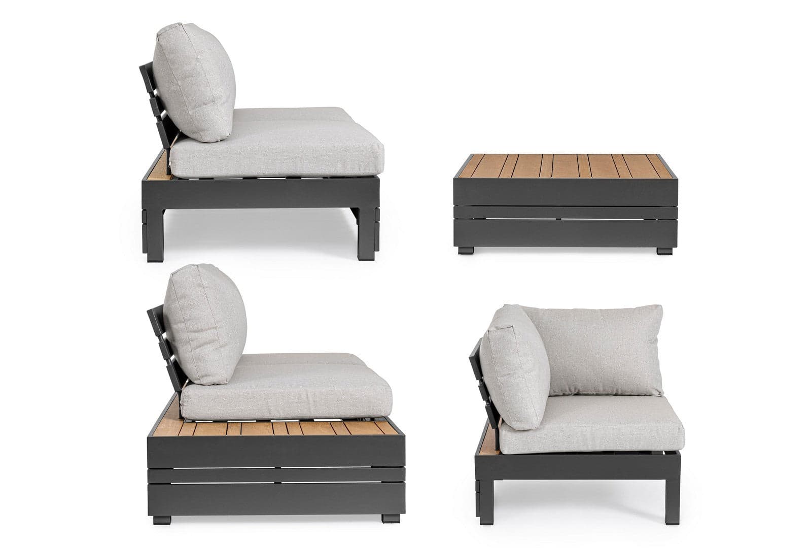 Salotto angolare con tavolino "Osten" struttura in alluminio, per veranda e giardino in Set di mobili Decor Space - Altamura, commercioVirtuoso.it
