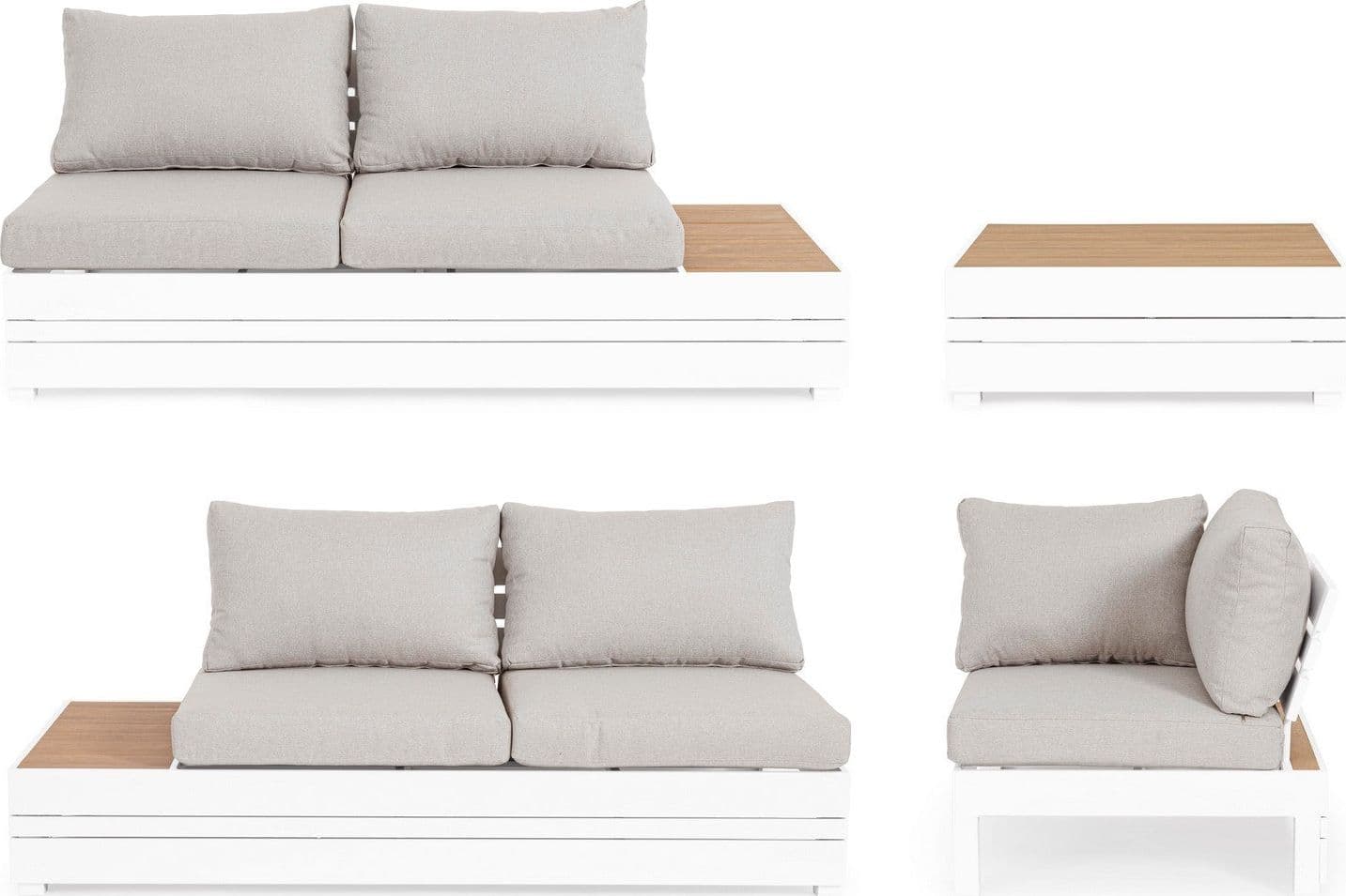 Salotto angolare con tavolino "Osten" struttura in alluminio, per veranda e giardino in Set di mobili Decor Space - Altamura, commercioVirtuoso.it