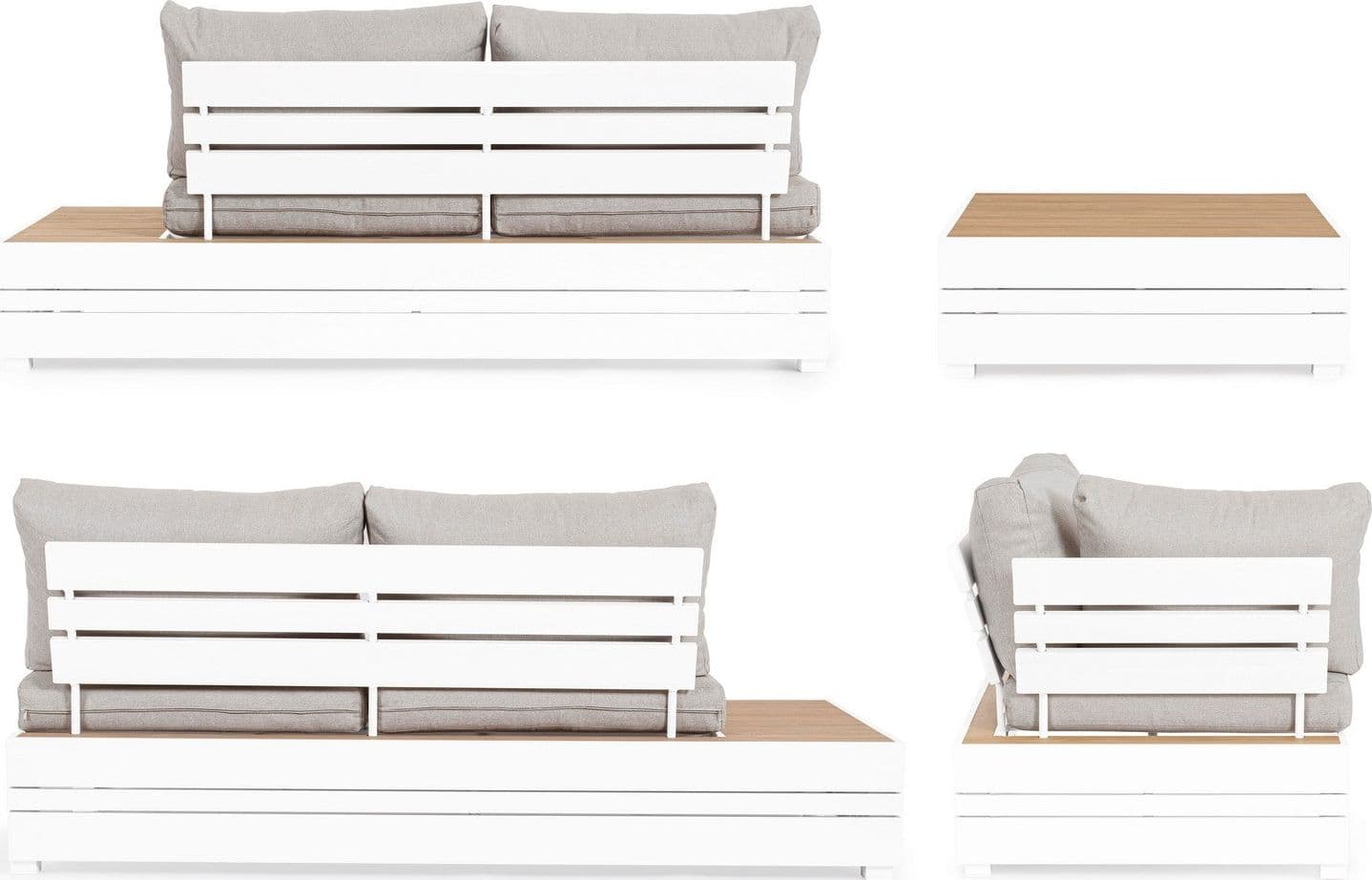 Salotto angolare con tavolino "Osten" struttura in alluminio, per veranda e giardino in Set di mobili Decor Space - Altamura, commercioVirtuoso.it