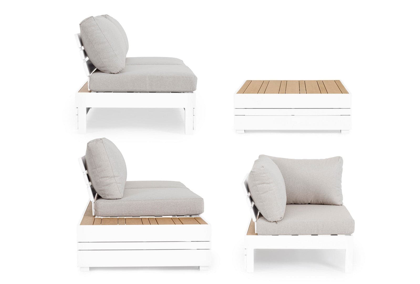 Salotto angolare con tavolino "Osten" struttura in alluminio, per veranda e giardino in Set di mobili Decor Space - Altamura, commercioVirtuoso.it