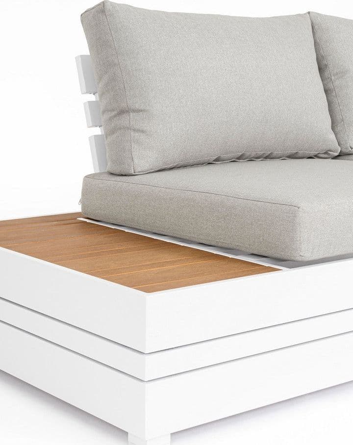 Salotto angolare con tavolino "Osten" struttura in alluminio, per veranda e giardino in Set di mobili Decor Space - Altamura, commercioVirtuoso.it