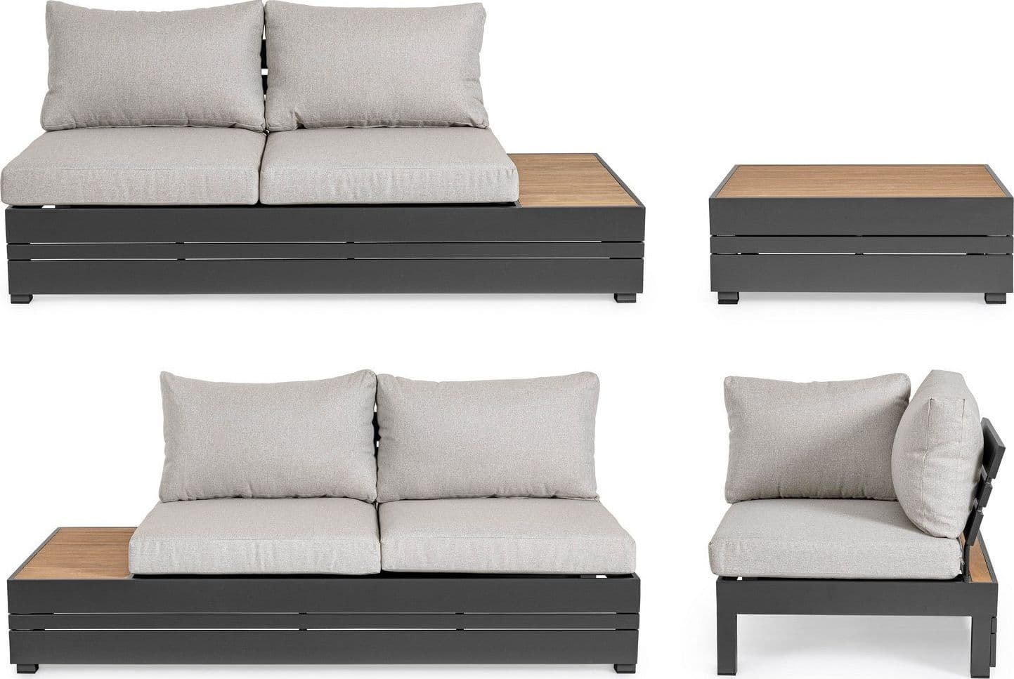 Salotto angolare con tavolino "Osten" struttura in alluminio, per veranda e giardino in Set di mobili Decor Space - Altamura, commercioVirtuoso.it