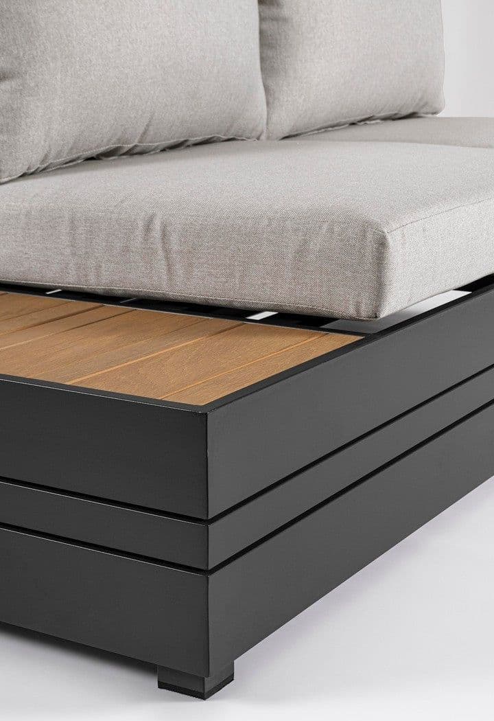 Salotto angolare con tavolino "Osten" struttura in alluminio, per veranda e giardino in Set di mobili Decor Space - Altamura, commercioVirtuoso.it