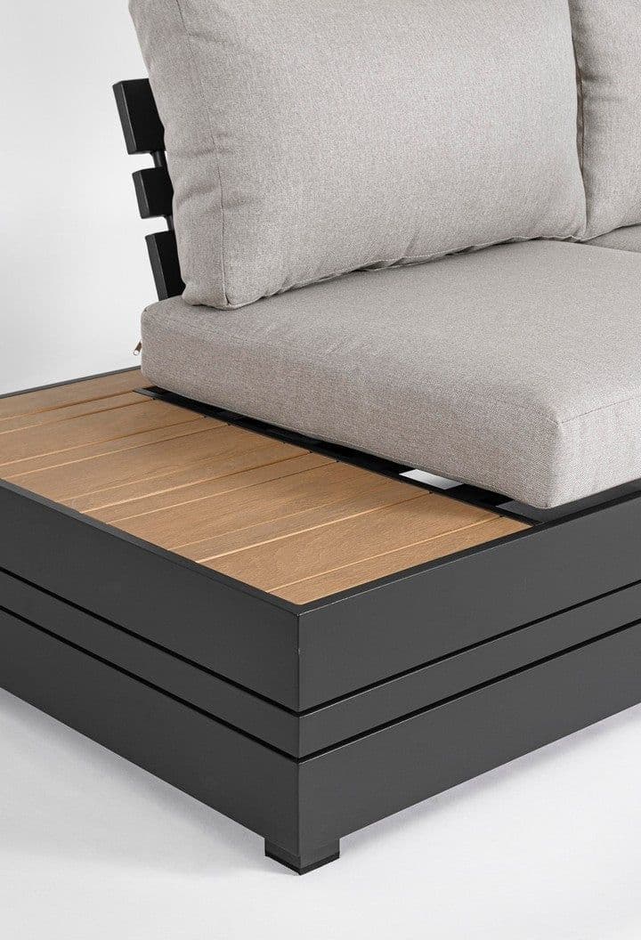 Salotto angolare con tavolino "Osten" struttura in alluminio, per veranda e giardino in Set di mobili Decor Space - Altamura, commercioVirtuoso.it