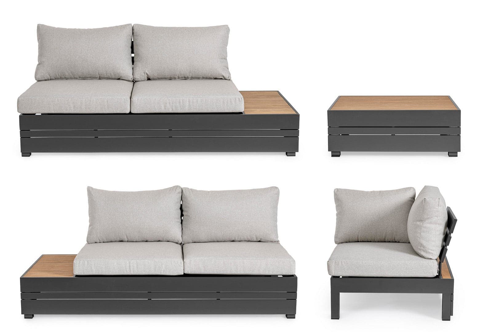 Salotto angolare con tavolino "Osten" struttura in alluminio, per veranda e giardino in Set di mobili Decor Space - Altamura, commercioVirtuoso.it