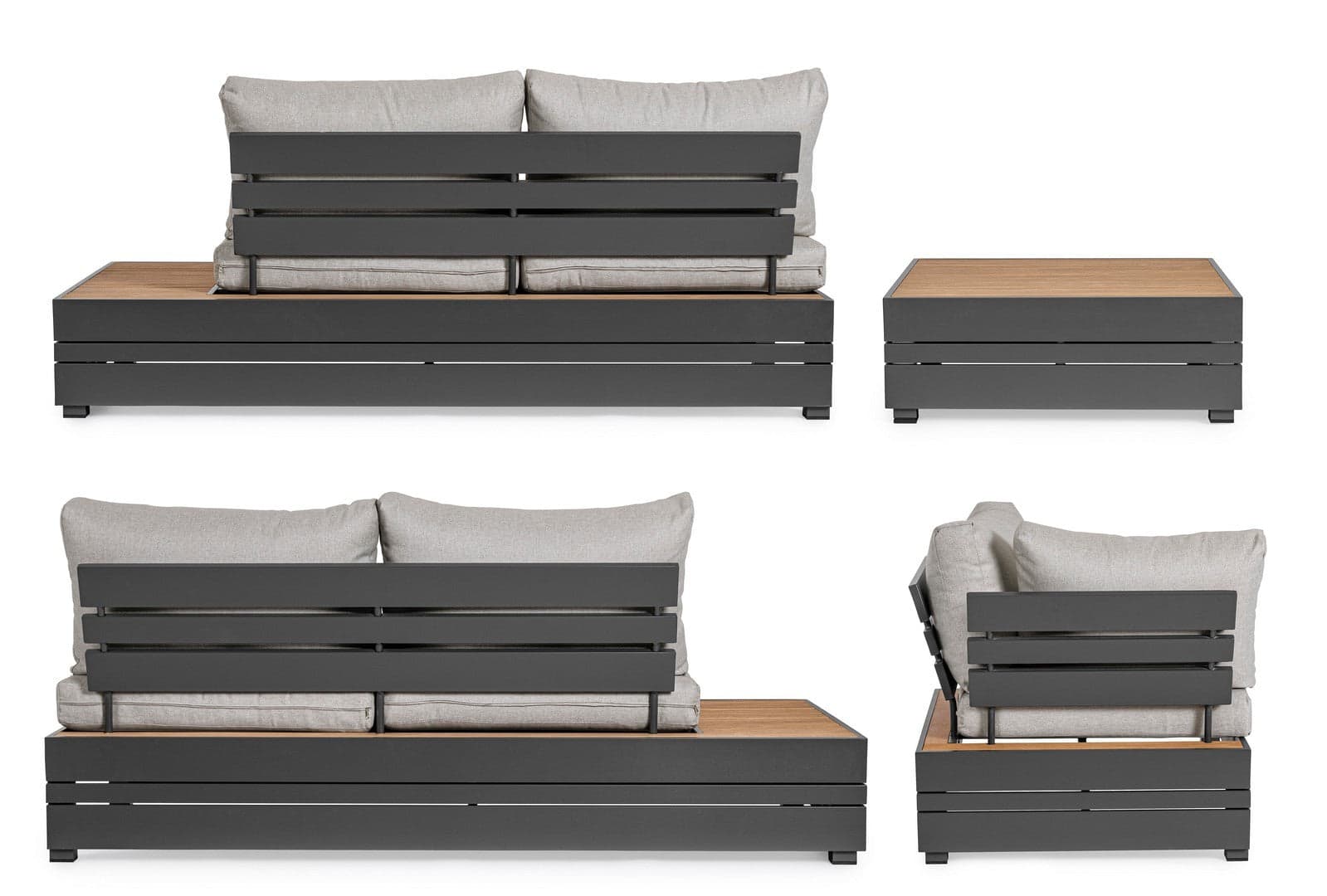 Salotto angolare con tavolino "Osten" struttura in alluminio, per veranda e giardino in Set di mobili Decor Space - Altamura, commercioVirtuoso.it