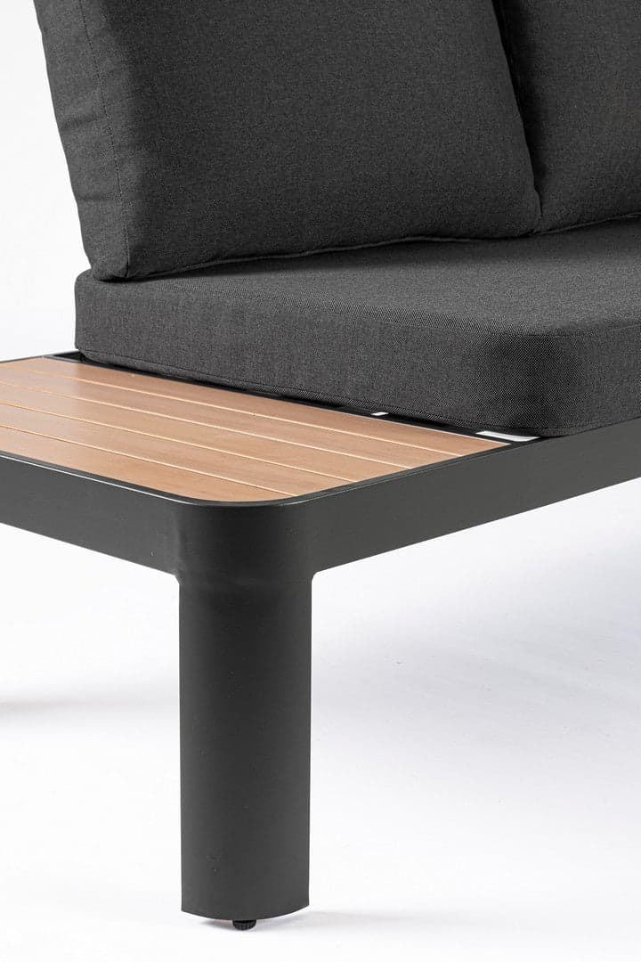 Salottino componibile "Narelle" antracite, con tavolino, divanetto da 5 posti, struttura effetto legno, per esterno Giardino e giardinaggio/Arredamento da giardino e accessori/Set di mobili Decor Space - Altamura, Commerciovirtuoso.it