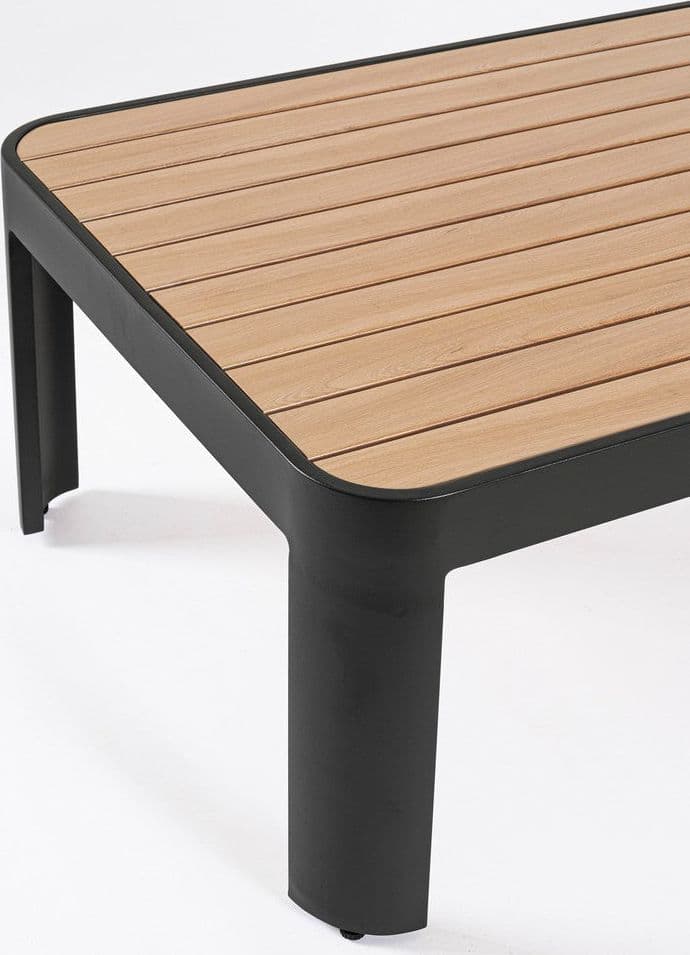 Salottino componibile "Narelle" antracite, con tavolino, divanetto da 5 posti, struttura effetto legno, per esterno Giardino e giardinaggio/Arredamento da giardino e accessori/Set di mobili Decor Space - Altamura, Commerciovirtuoso.it