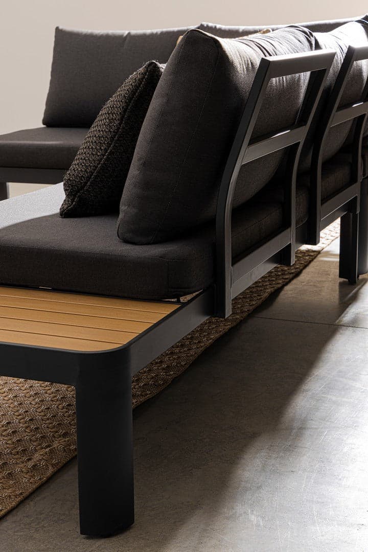 Salottino componibile "Narelle" antracite, con tavolino, divanetto da 5 posti, struttura effetto legno, per esterno Giardino e giardinaggio/Arredamento da giardino e accessori/Set di mobili Decor Space - Altamura, Commerciovirtuoso.it