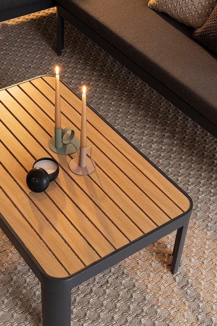 Salottino componibile "Narelle" antracite, con tavolino, divanetto da 5 posti, struttura effetto legno, per esterno Giardino e giardinaggio/Arredamento da giardino e accessori/Set di mobili Decor Space - Altamura, Commerciovirtuoso.it
