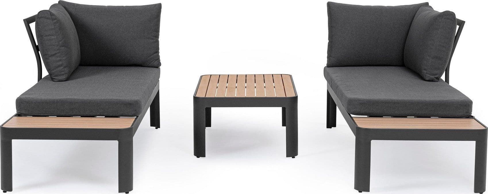 Salottino componibile "Narelle" antracite, con tavolino, divanetto da 5 posti, struttura effetto legno, per esterno Giardino e giardinaggio/Arredamento da giardino e accessori/Set di mobili Decor Space - Altamura, Commerciovirtuoso.it