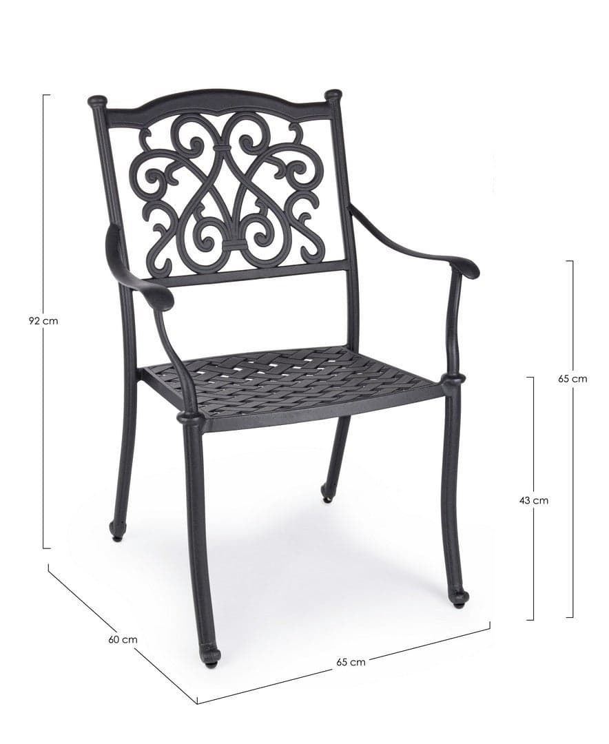 Poltrona con braccioli "Ivrea", in alluminio pressofuso effetto lucido, da 65 cm in Poltrone Decor Space - Altamura, commercioVirtuoso.it
