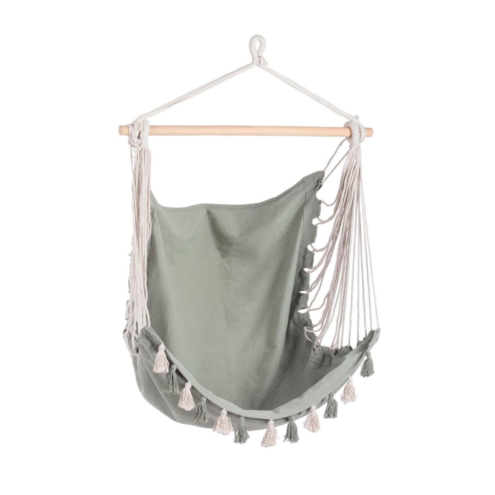 Amaca pensile sospesa "Tassel", con barra in legno, seduta comoda, per interno ed esterno, 130 cm in Amache Decor Space - Altamura, commercioVirtuoso.it