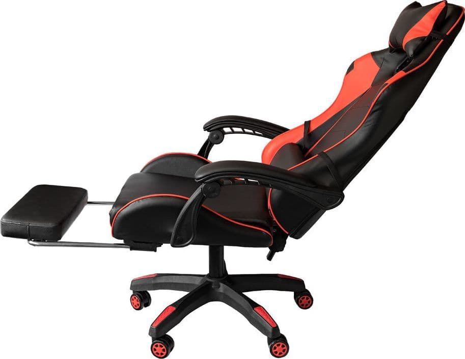 Poltrona Gaming reclinabile da ufficio con supporto lombare e poggiapiedi Rossa Casa e cucina/Arredamento/Studio/Sedie e Sgabelli/Sedie da scrivania Decor Space - Altamura, Commerciovirtuoso.it