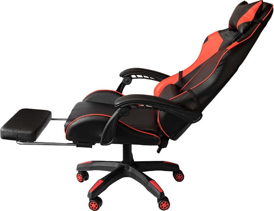 Poltrona Gaming reclinabile da ufficio con supporto lombare e poggiapiedi Rossa Casa e cucina/Arredamento/Studio/Sedie e Sgabelli/Sedie da scrivania Decor Space - Altamura, Commerciovirtuoso.it