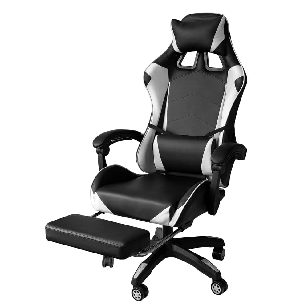 Poltrona Gaming reclinabile da ufficio con supporto lombare e poggiapiedi Bianco in Sedie da scrivania Decor Space - Altamura, commercioVirtuoso.it