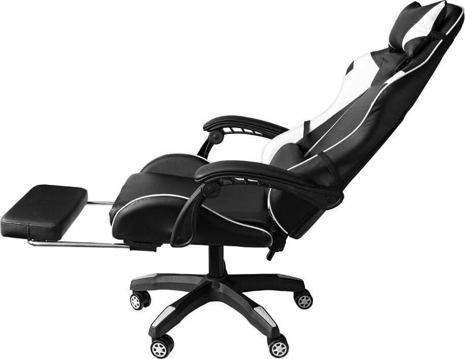 Poltrona Gaming reclinabile da ufficio con supporto lombare e poggiapiedi Bianco Casa e cucina/Arredamento/Studio/Sedie e Sgabelli/Sedie da scrivania Decor Space - Altamura, Commerciovirtuoso.it