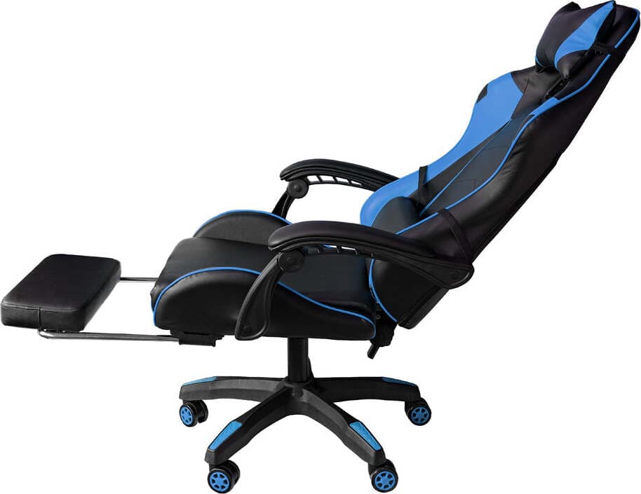 Poltrona Gaming reclinabile da ufficio con supporto lombare e poggiapiedi Blu Casa e cucina/Arredamento/Studio/Sedie e Sgabelli/Sedie da scrivania Decor Space - Altamura, Commerciovirtuoso.it