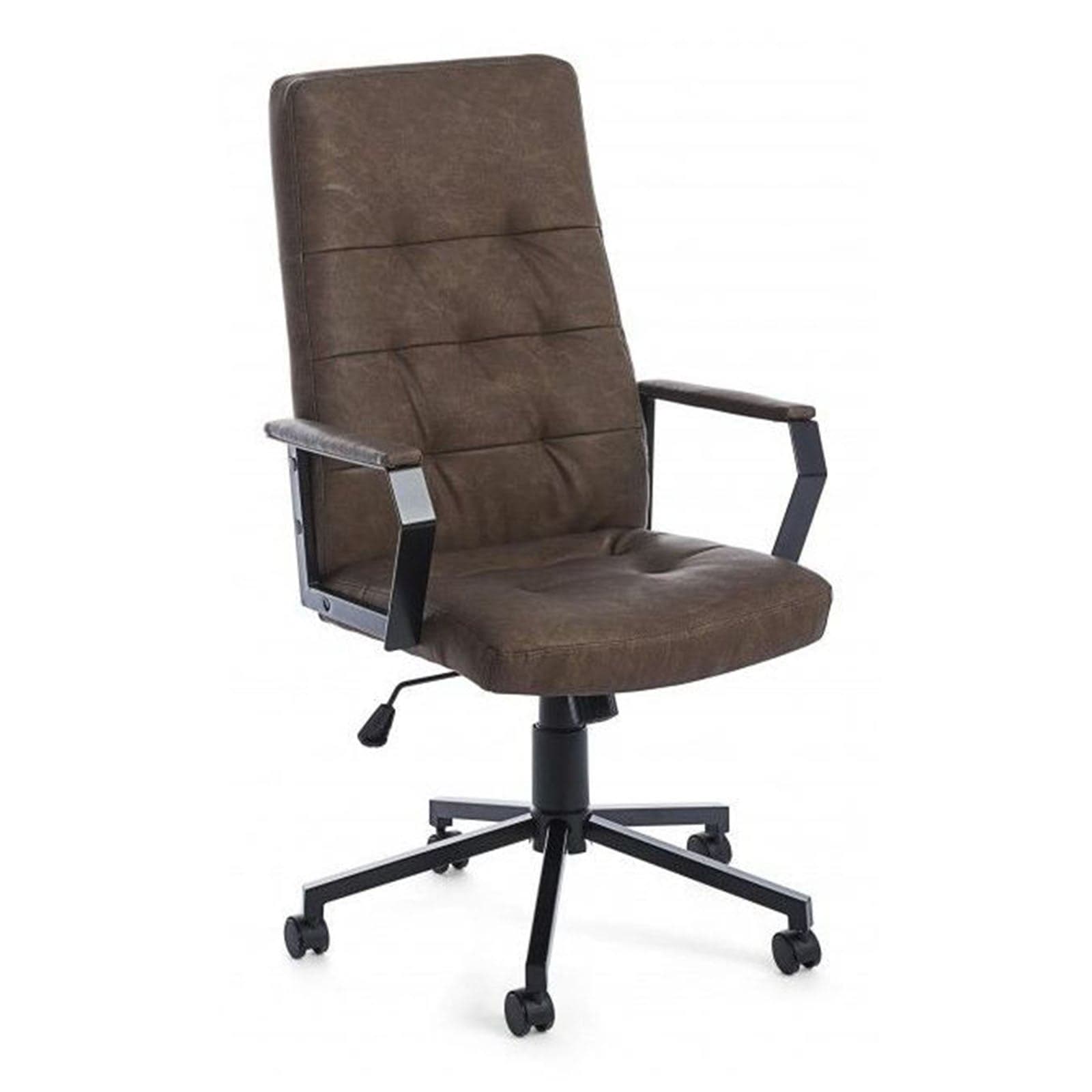 Sedia da ufficio presidenziale Vintage ergonomica "Olivier" in ecopelle con ruote in Sedie da scrivania Decor Space - Altamura, commercioVirtuoso.it