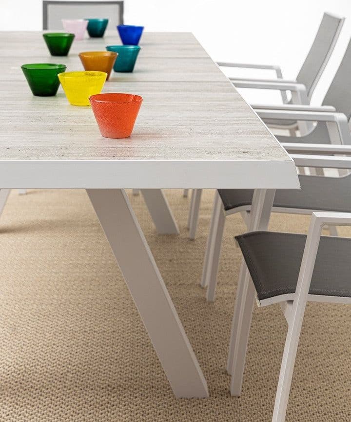 Tavolo allungabile "Krion" con struttura in alluminio, piano in ceramica, da 205 - 265 x 103 cm - 24