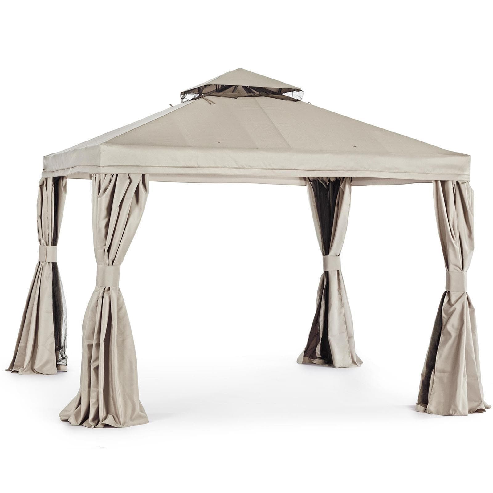 Gazebo "Lerici" da giardino, struttura in alluminio con tende e zanzariere Giardino e giardinaggio/Arredamento da giardino e accessori/Ombrelloni tende e tettucci parasole/Gazebo Decor Space - Altamura, Commerciovirtuoso.it