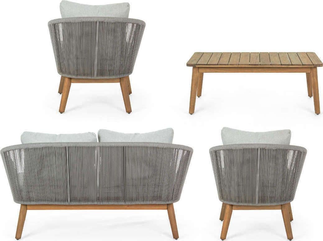 Salottino "annecy" Con Struttura Intrecciata in Corda E Piedi in Legno per Giardino E Veranda Giardino e giardinaggio/Arredamento da giardino e accessori/Set di mobili Decor Space - Altamura, Commerciovirtuoso.it